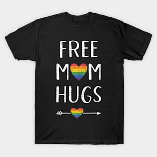 Free mom hugs with flag heart for pride month T-Shirt